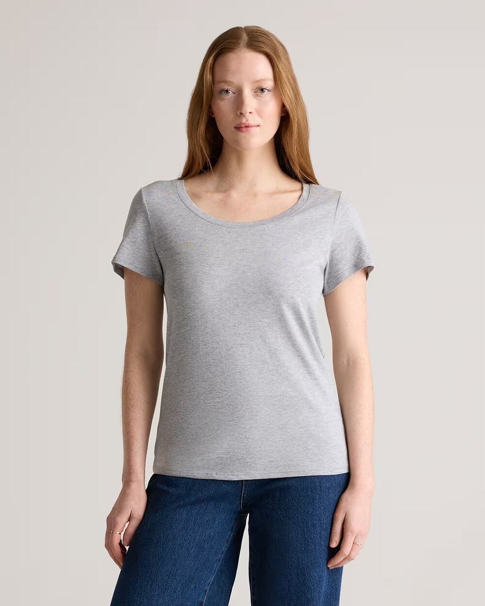Quince Cotton Modal Scoop Neck Tee Heather Gray Size XS